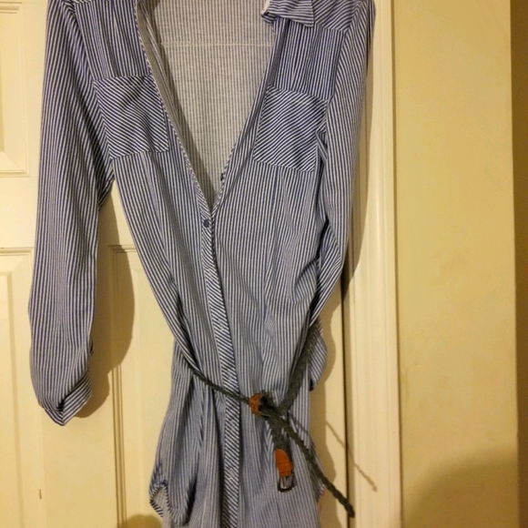 Blue striped shirt dress - Picture 1 of 3